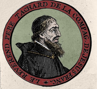 Retrato del padre Guy Tachard, misionero en Siam en 1685. Grabado de un atlas del siglo XVII de Unknown artist