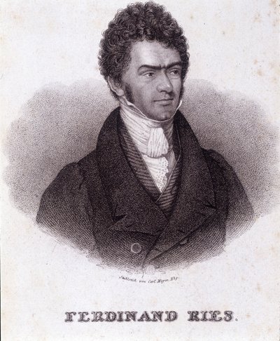 Retrato de Ferdinand Ries (1784 - 1838) compositor y pianista alemán (grabado del siglo XIX) de Unknown artist