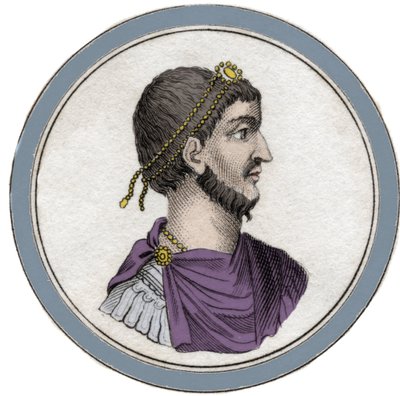 Retrato de Flavio Claudio Juliano (331-363), llamado Juliano el Apóstata, también conocido como Juliano el Filósofo o Juliano II o Juliano el Emperador. Grabado del siglo XIX de Unknown artist