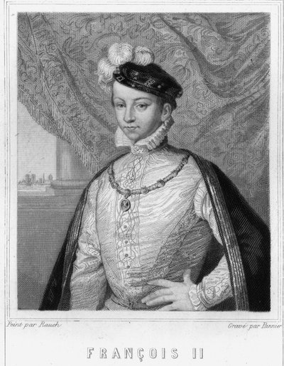 Retrato de Francisco II (1544 - 1560), Rey de Francia - en "Histoire des Français" de Lavallée, grabado, sd. de Unknown artist