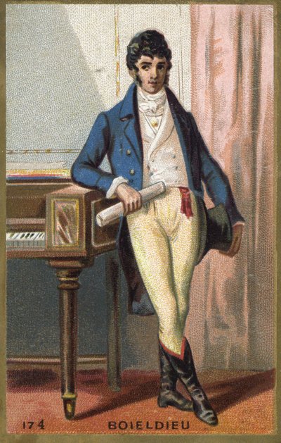 Retrato de François Adrien Boieldieu (1775 - 1834), compositor francés. Cromolitografía de finales del siglo XIX de Unknown artist