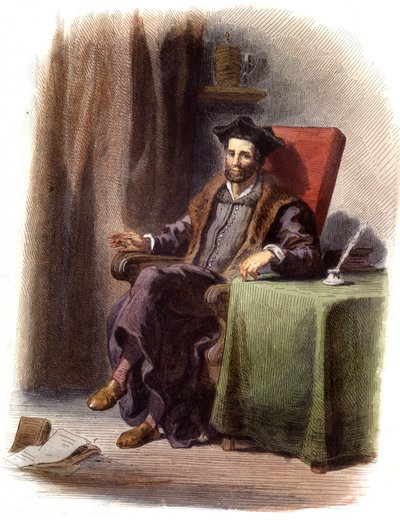 Retrato de François Rabelais sentado (1483-1553) - en "Le Plutarque français", Ed. Mennechet de Unknown artist