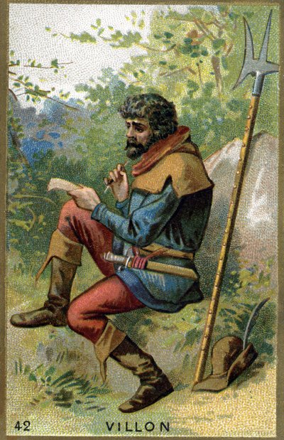 Retrato de François Villon (c. 1431 - después de 1463), poeta francés. Cromolitografía del siglo XIX de Unknown artist