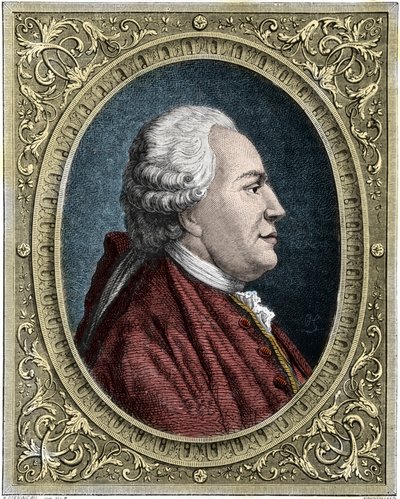 Retrato de Franz-Anton Mesmer (1734-1815) (Frédéric Antoine Mesmer - Franz Anton Mesmer) médico alemán, fundador de la teoría del magnetismo animal (mesmerismo). Grabado en color del siglo XIX de Unknown artist