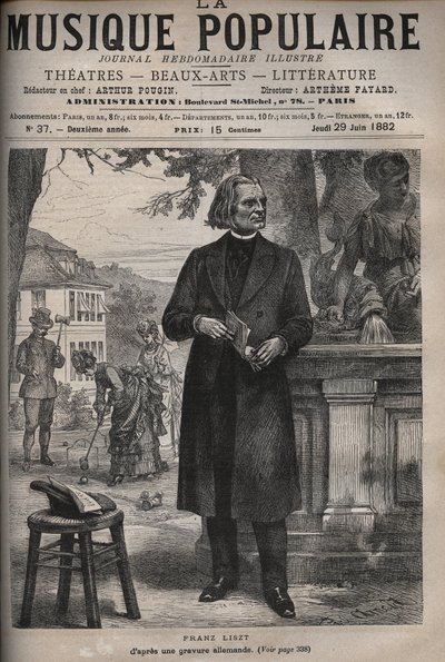 Retrato de Franz Liszt (1811-1886), compositor, pianista y director húngaro - grabado en 