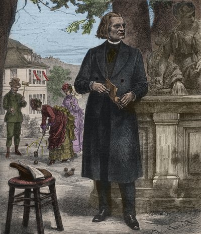 Retrato de Franz Liszt (1811-1886), compositor, pianista y director de orquesta húngaro - grabado en 
