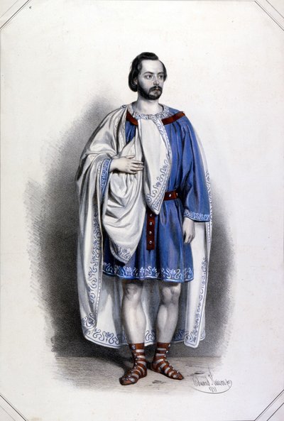 Retrato de Gaetano Fraschini (1816-1887) en el papel de Foresto en la ópera 