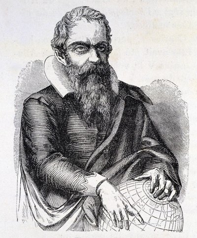 Retrato de Galileo Galilei llamado Galileo (1564 - 1642), grabado siglo XIX de Unknown artist