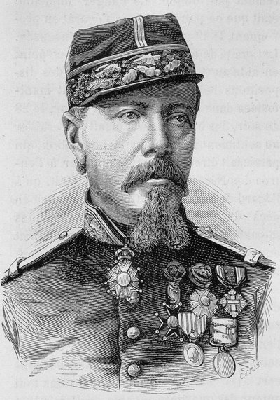 Retrato del General Lecomte fusilado por los insurgentes en 1871. Grabado de finales del siglo XIX en 