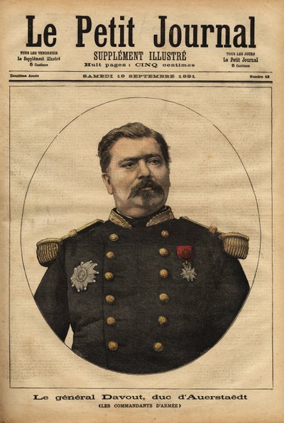 Retrato del General Leopold Davout, Duque de Auerstaedt (1829-1904), Jefe de Estado Mayor del Ejército Francés, que participó en el desastre de la Guerra Franco-Prusiana (1870) de Napoleón III (1808-1873). Grabado en 