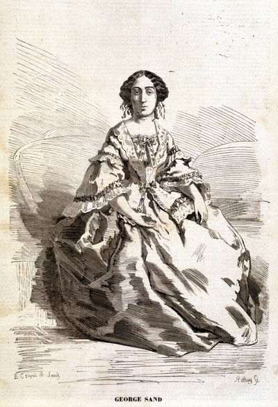 Retrato de George Sand (Aurore Dupin, Baronesa Dudevant) (1804-1876). de Unknown artist