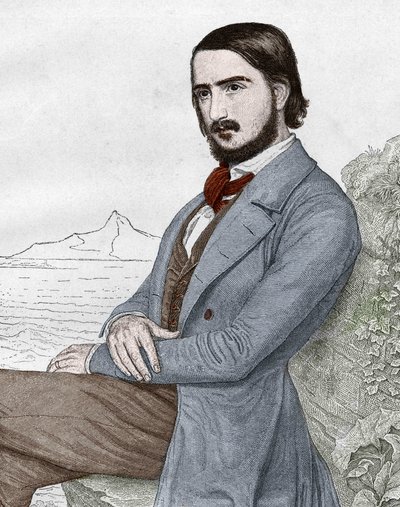 Retrato de Georges Herwegh (1817-1875) poeta alemán, basado en la pintura de C. HITZ. de Unknown artist