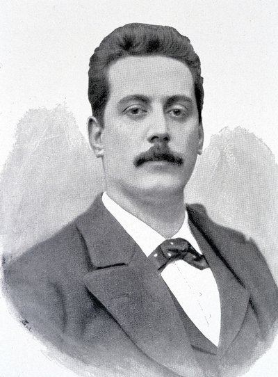 Retrato de Giacomo Puccini, compositor italiano (1858-1924), grabado del siglo XIX de Unknown artist