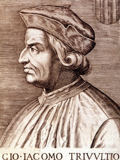 Retrato de Giangiacomo Trivulzio (Mariscal Trivulce) Marqués de Vigevano en francés Trivulce. Mariscal de Francia (1448 a 1518). Grabado del siglo XVII de Unknown artist
