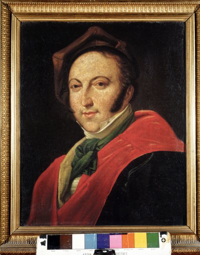 Retrato de Gioacchino Rossini (1792-1868) con sombrero. Pintura anónima. Museo bibliográfico. Bolonia de Unknown artist