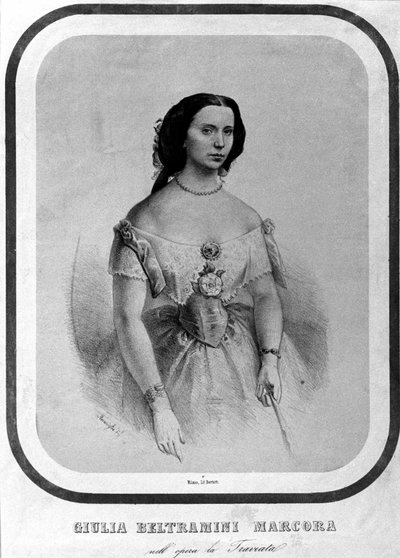 Retrato de Giulia Beltramini Marcora en “La traviata” de Giuseppe Verdi. Litografía de finales del siglo XIX de Unknown artist