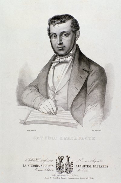 Retrato de Giuseppe Saverio Mercadante (1795-1870), compositor italiano. Litografía. Siglo XIX. Bolonia, museo cívico musical de Unknown artist
