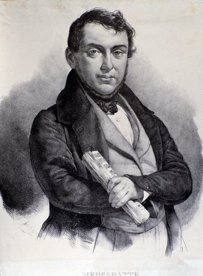 Retrato de Giuseppe Saverio Mercadante (litografía) de Unknown artist