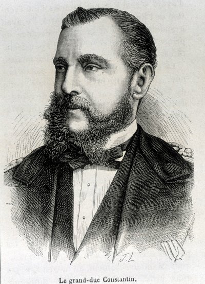 Retrato del Gran Duque Constantino (1779 - 1831), Vice Rey de Polonia. Grabado de finales del siglo XIX en 