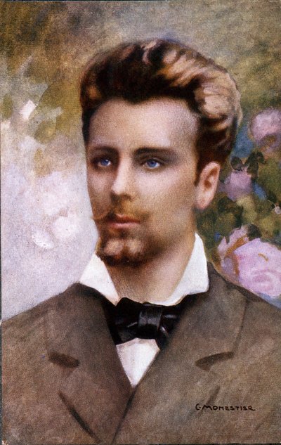 Retrato de Guglielmo Oberdan (1858-1882), postal después de una pintura de C. Monestier. de Unknown artist