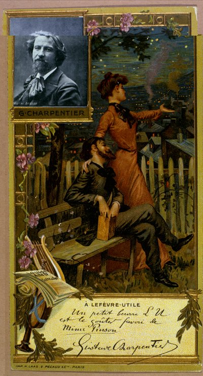 Retrato de Gustave Charpentier. Cromolitografía para la marca A Lefèvre Utile. Finales del siglo XIX. de Unknown artist