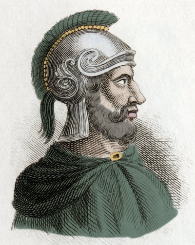 Retrato de Amílcar Barca (o Barcas) (circa 275-228 a.C.), estadista y general cartaginés, fundador de la dinastía de los Bárcidas y padre de Aníbal. Grabado del siglo XIX. de Unknown artist