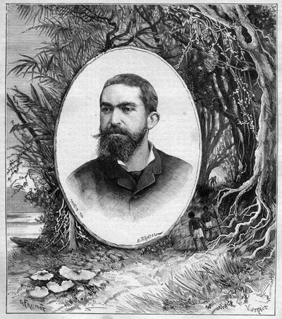 Retrato de Henri Coudreau (1859-1899), profesor de geografía y explorador del Amazonas (Brasil) - grabado en journal des voyages 1889 de Unknown artist