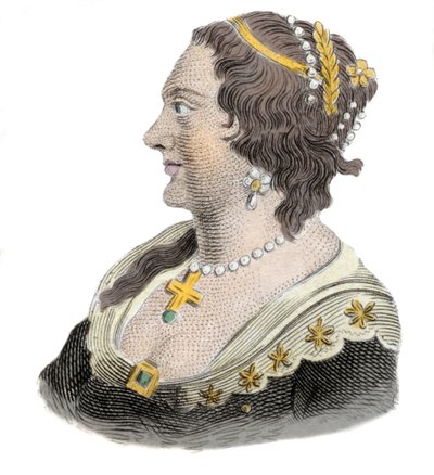 Retrato de Henriette Marie de Francia (1609-1669), Reina Consorte de Inglaterra. Grabado del siglo XIX de Unknown artist