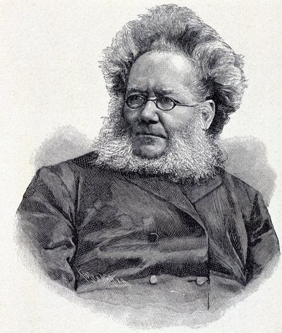 Retrato de Henrik (Henri) Johan Ibsen (1828-1906), poeta y dramaturgo noruego, grabado del siglo XIX de Unknown artist