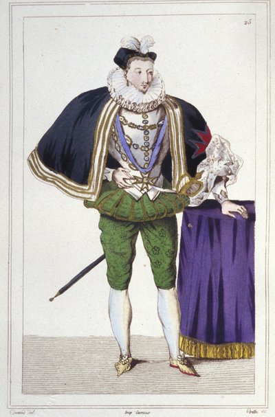 Retrato de Enrique III (1551 - 1589), Rey de Francia (grabado de 1830) de Unknown artist