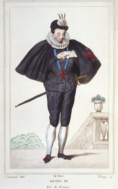 Retrato de Enrique III (1551 - 1589), Rey de Francia. grabado de 1830 de Unknown artist