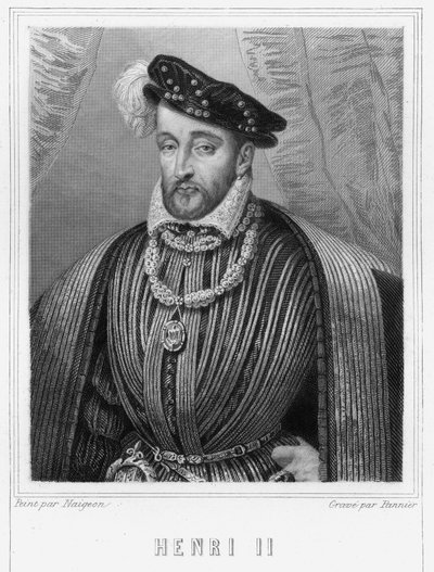 Retrato de Enrique II (1519 - 1559), Rey de Francia - en “Histoire des Français” de Lavallée, grabado de Unknown artist