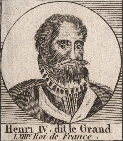 Retrato de Enrique IV (1553-1610) Rey de Francia - grabado de “Instruction sur l