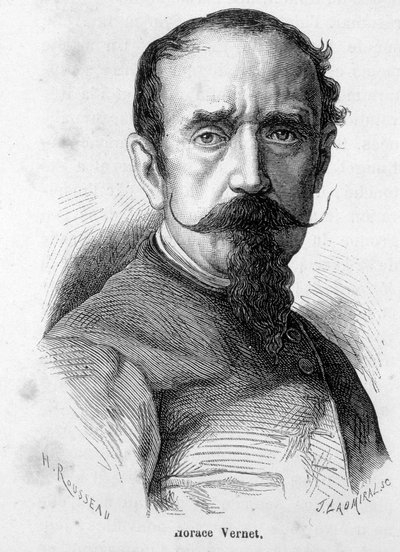 Retrato de Horace Vernet (1789-1863), pintor y dibujante francés, ferviente bonapartista, se convirtió en pintor oficial de Napoleón III de Unknown artist