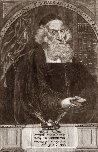 Retrato de Isaac Aboab da Fonseca (1605-1693) - Isaak Aboab Foonseca - rabino, erudito, cabalista y escritor de Unknown artist