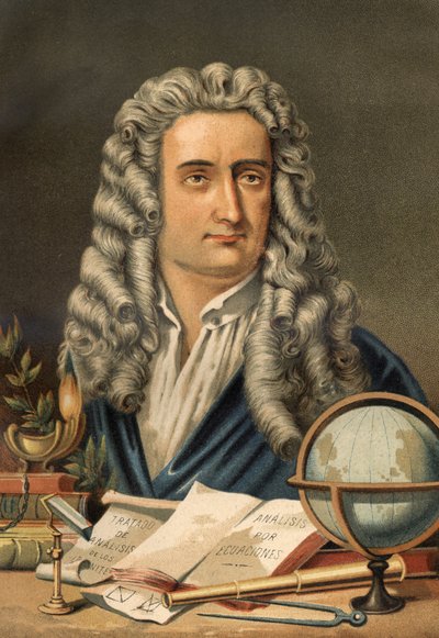 Retrato de Isaac Newton (1642-1727), matemático, físico y astrónomo inglés (La Ciencia y sus Hombres) de Unknown artist