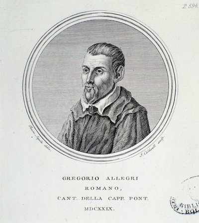 Retrato del compositor italiano Gregorio Allegri (1582-1652) Grabado de Unknown artist