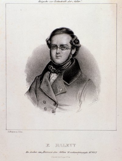 Retrato de Jacques Fromental Halévy (grabado) de Unknown artist
