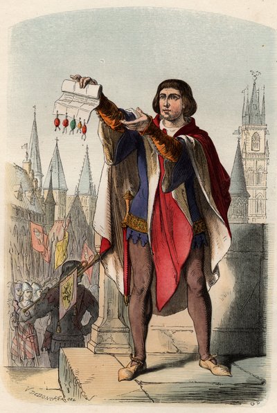 Retrato de Jacques o Jacob van Artevelde (1287-1345) político flamenco. Grabado de 1868 en “Histoire de Belgique desde los tiempos primitivos hasta el final del reinado de Leopoldo I” de Theodore Juste (1818-1888). Colección privada. de Unknown artist