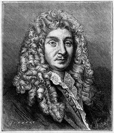 Retrato de Jean Baptiste Lully (Giovanni Battista Lulli) (1632-1687), compositor francés de origen italiano. De un grabado de época. de Unknown artist