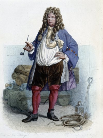 Retrato de Jean Bart, corsario francés (1650-1702) - en “Le Plutarque français”, por Mennechet de Unknown artist