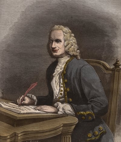 Retrato de Jean Philippe Rameau (1683-1764) - Retrato de Jean-Philippe Rameau (1683-1764), compositor francés - grabado en "La musique populaire" periódico semanal ilustrado - 1882 de Unknown artist