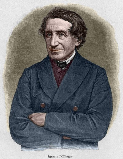 Retrato de Johann Joseph Ignaz von Dollinger (1799 - 1890), sacerdote alemán y profesor de historia eclesiástica. Grabado del siglo XIX de Unknown artist
