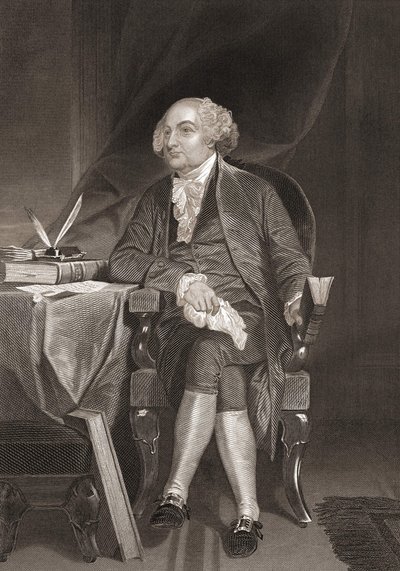 Retrato de John Adams (1735-1826), estadista estadounidense y segundo Presidente de los Estados Unidos. Grabado del siglo XIX. de Unknown artist