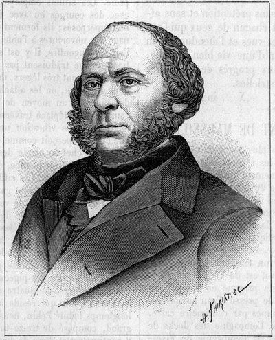 Retrato de John Ericsson (1803-1889), ingeniero e inventor estadounidense de origen sueco. Grabado en "La Naturaleza: revista de ciencias y sus aplicaciones a las artes y a la industria" del 27 de abril de 1889 de Unknown artist