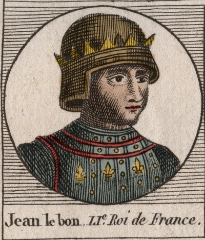 Retrato de Juan II el Bueno (1319-1364), Rey de Francia - grabado de “Instruction sur l