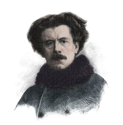 Retrato de Joseph Auguste Maurice Rollinat (1846-1903) poeta inglés - grabado de Unknown artist