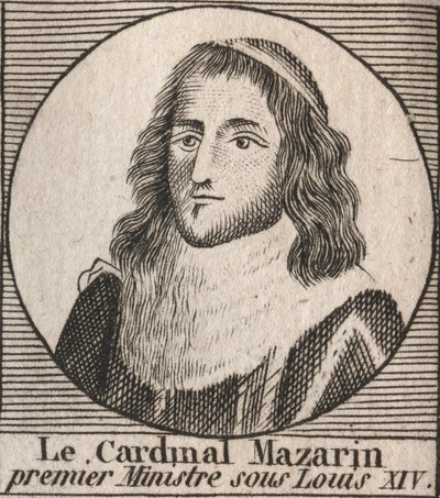 Retrato de Julio Mazarino (1602-1661), conocido como cardenal Mazarino, primer ministro bajo Luis XIV - grabado de “Instruction sur l