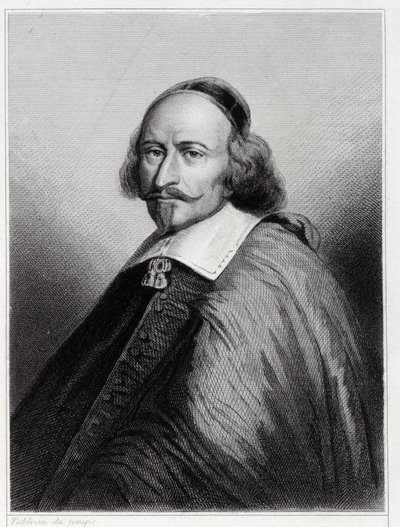 Retrato de Julio Mazarino (Giulio Raimondo Mazzarino o Mazarino) (1602-1661), Cardenal y político francés - en “Histoire des Français” de Lavallée, grabado, sd de Unknown artist