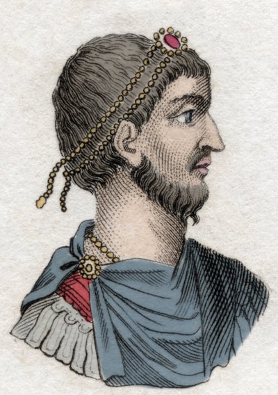 Retrato de Juliano el Apóstata (Flavius Claudius Julianus) (331-363), Emperador Romano. Grabado del siglo XIX. de Unknown artist